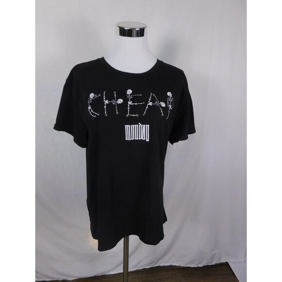 Cheap Monday Shirt Mens Large Black Graphic Skeleton Gothic Barcode Tee T-Shirt - Picture 6 of 11